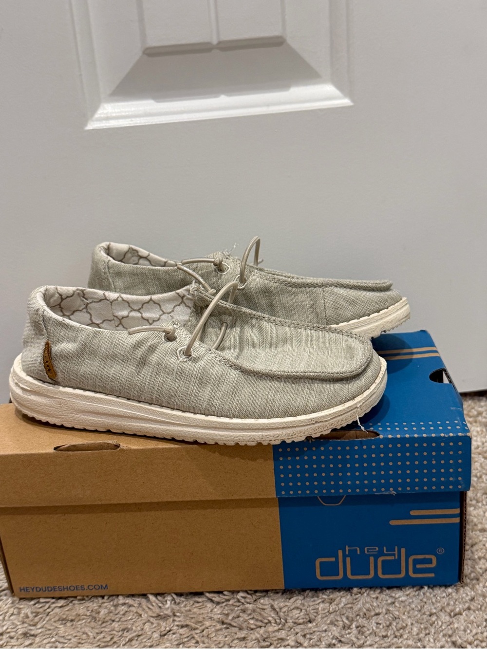 Kids Hey Dude Slip-On Canvas Shoes in Linen Beige Size 12M